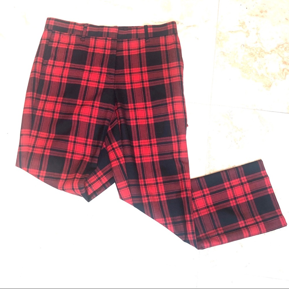 Gap Red/Black Gingham tailored ankle pants 4